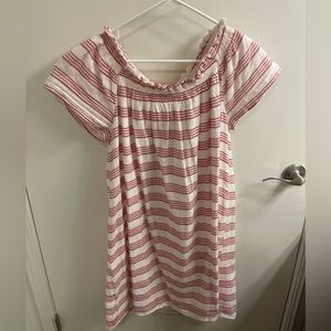 Off-the-shoulder white and pink dress
